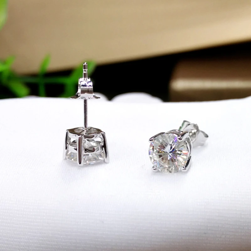 Женские серьги из белого золота с муассанитом 585 пробы|stones for jewelry|stones jewelry makinglot lot |