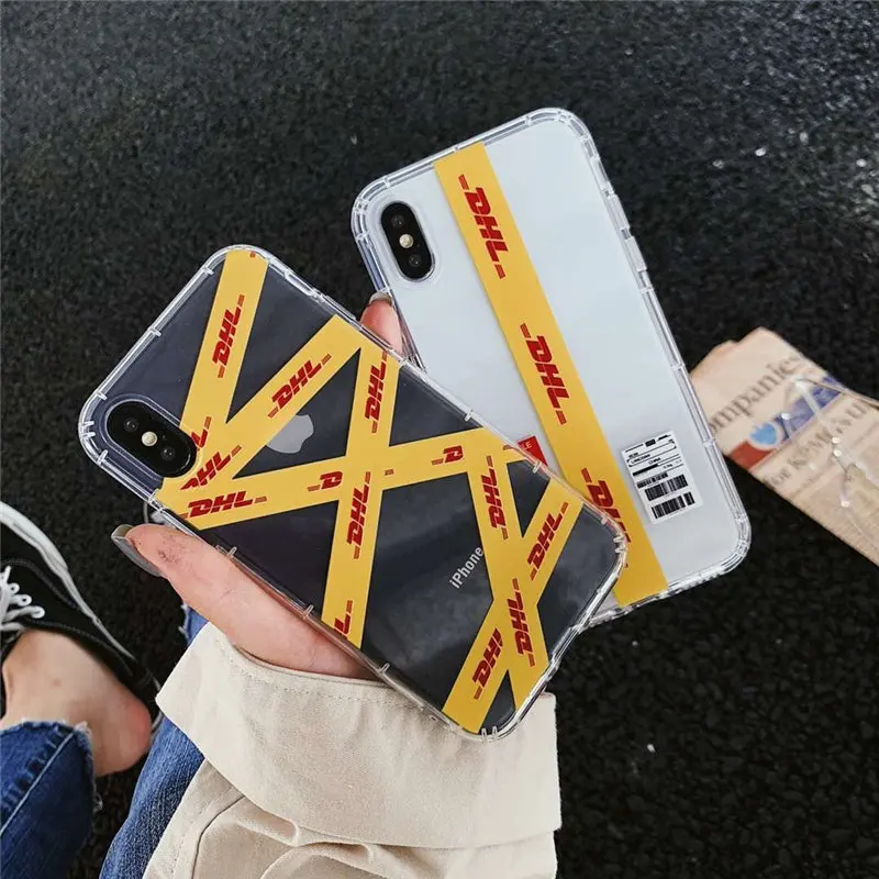

Luxury Logo DHL Phone Case For iPhone X XS XR XS Max Case For Funda iPhone 7 8 6 6s Plus Soft TPU Clear Transparent Back Cover