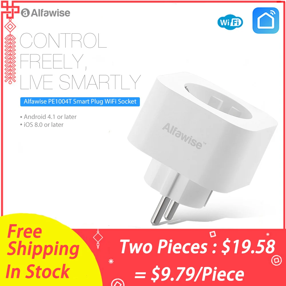 Alfawise PE1004T EU Plug Mini WiFi Socket Smart Plug Work