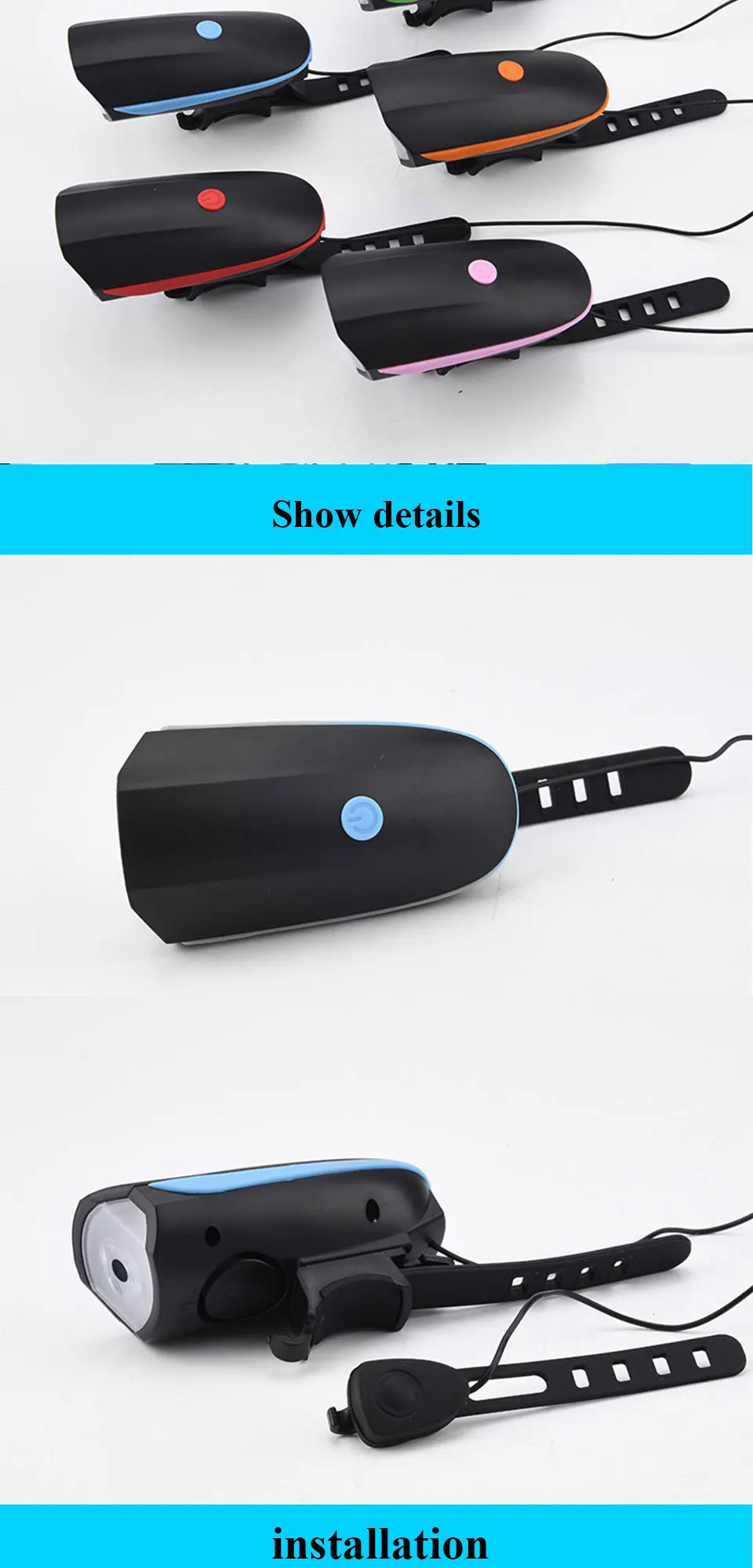 Perfect ALTRUISM Front Handlebar Bike Light Mountain Bicycle Light Headlights Light Flashlight USB Charging Live Horn Bell R 3