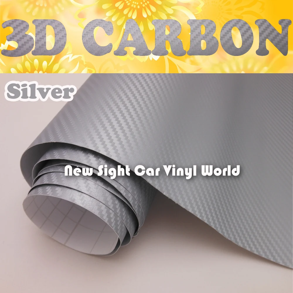 

Silver 3D Carbon Fiber Vinyl Roll Air Release For Car Wrap Size:1.52*30m/Roll