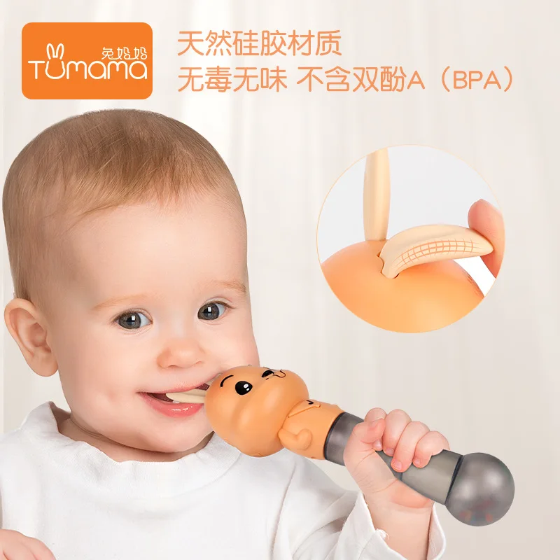 0-3Music early education sand hammer baby plastic toys bell shaker sand hammer baby dental gel hand grasp music bar Gutta percha