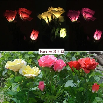 

Solar Powered 3 LED Rose Flower Garden Night Light Lamp Outdoor Party Decor 07NOV