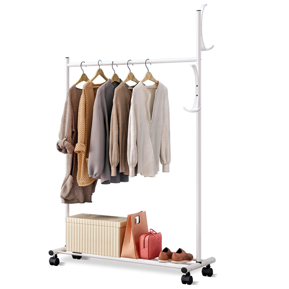 

Multifunction Simple Coat Rack Stainless Steel Removable Clothes Hanging Hanger Floor Stand Coat Rack Wheels