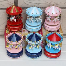 Music Box Kids Children Girls Christmas Birthday Gift Toy Wedding DecorationVintage Wooden Merry-Go-Round Carousel