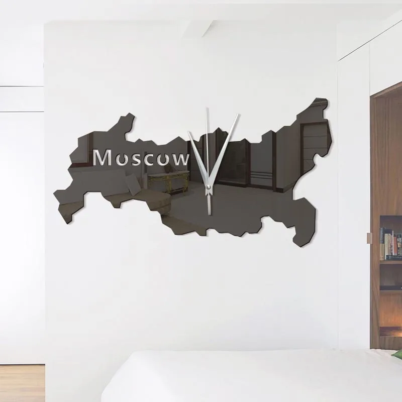 

Creative Acrylic World Map Wall Clock for House Decoration Adornment Crafts Modern Needle Hanging Clocks Wall Sticker Art Gifts