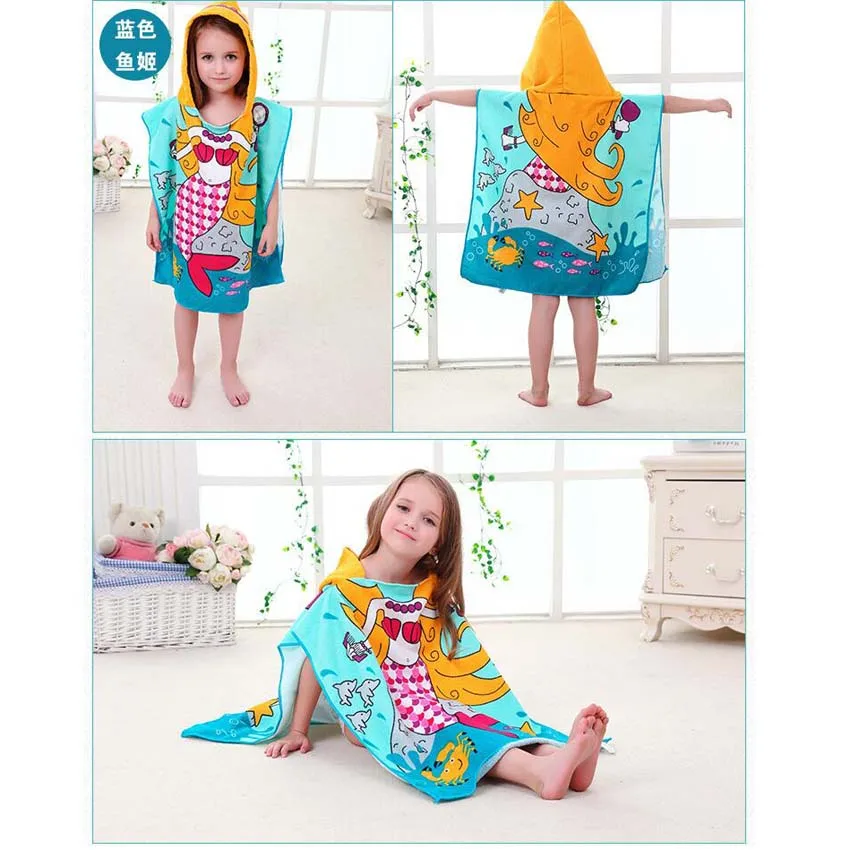 Новое Детское пляжное полотенце с капюшоном для мальчиков и девочек, абсорбирующее банное полотенце с 8 рисунками