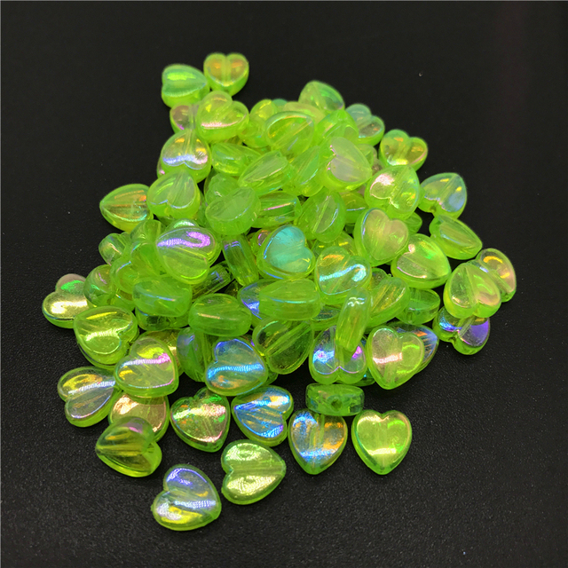 8mm Acrylic Spacer Beads Heart-shaped Charm Transparent Rainbow Color Beads For Jewelry Making DIY Jewelry Accessories