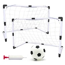 2 Sets Detachable Diy Portable Children Sports Soccer Goals Practice Scrimmage Game Football Gate Diy White with Soccer Ball a