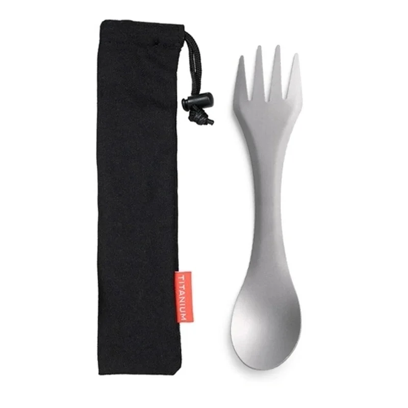 2-en-1 de titanio cuchara tenedor Picnic viaje Camping vajilla