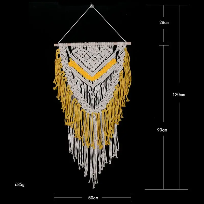 Новое-богемное макраме настенное Искусство ручной работы хлопок настенный подвесной элегантный скандинавский гобелен с кисточкой