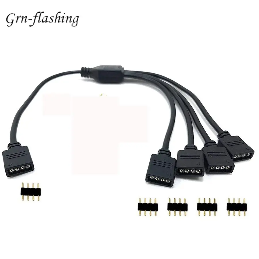 4 Pins RGB LED tape Connector 1 to 1 2 3 4 5 plug power Splitter Cable 4pin needle female Connector wire for RGB Led Strip Light|Connectors| - AliExpress