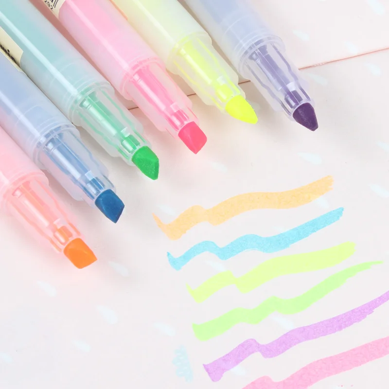 Double slider two color neon pen marker pen korea stationery candy