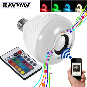 

Smart E27 LED Bulb RGBW Bluetooth Speaker with lamp 12W Music Playing Dimmable Wireless Led Lamp spotlight with Remote Control