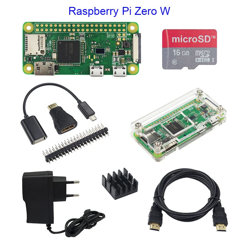 

Raspberry Pi Zero 1.3 or Raspberry Pi Zero W Starter Kit+Acrylic Case+GPIO Header+16G SD Card+Power Adapter+HDMI Cable