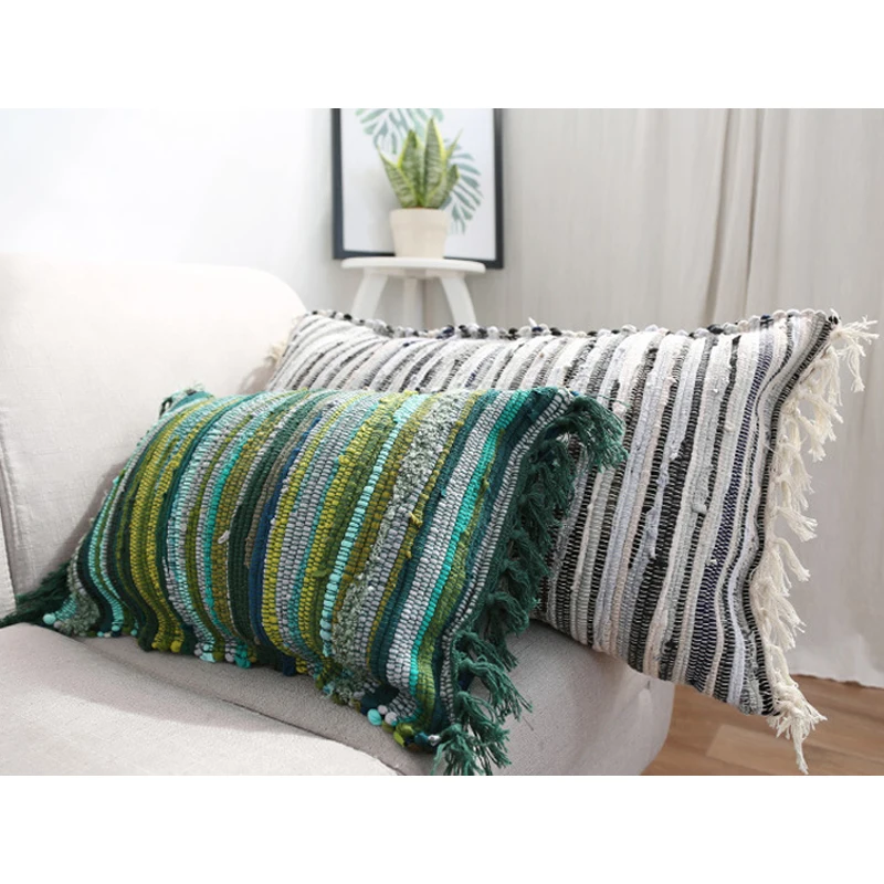 Buy Hand woven Cushion Cover Cotton Blend Multicolor