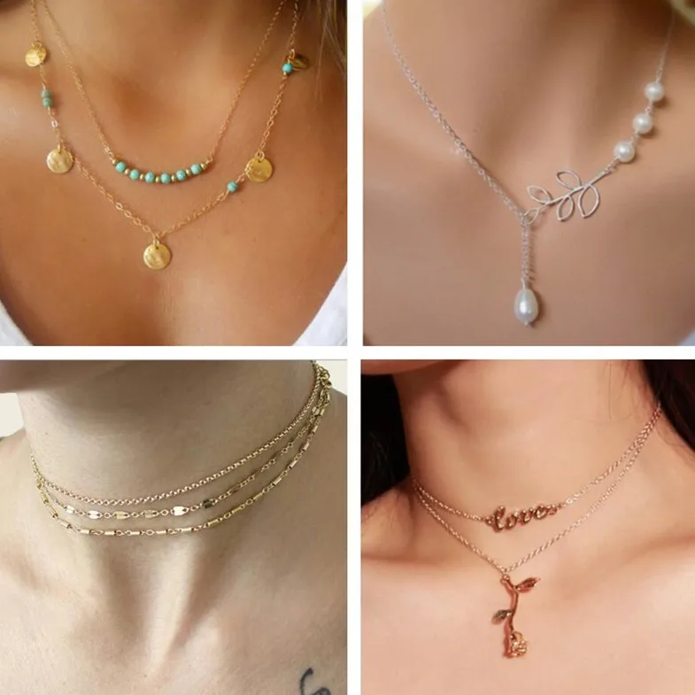 

Seblasy Hot Selling Multi-Layer Star Infinity Hamsa Hand Heart Simulated-Pearl Cross Chain Pendants Necklaces for Women Jewelry