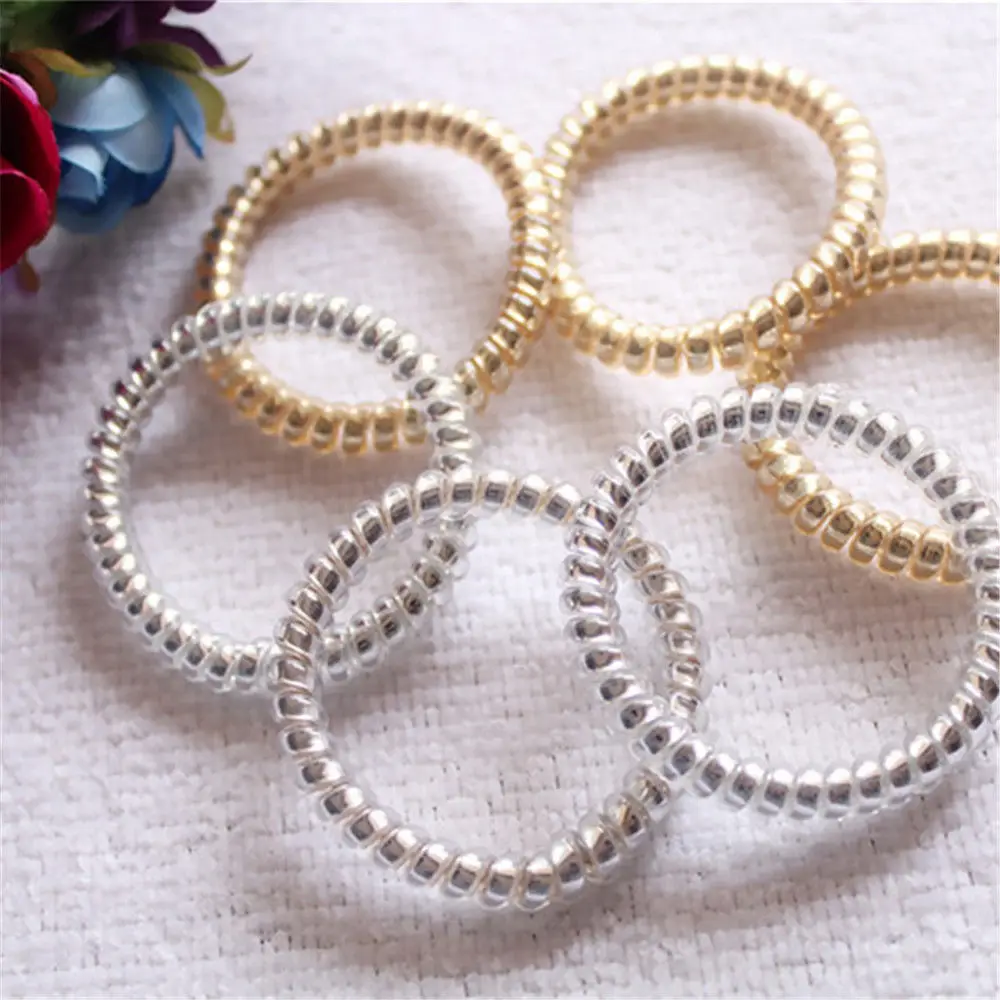 

5X Girl Elastic Telephone Wire Hair Bands Ropes Ponytail Holder Hair Tie Style