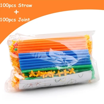 

200pcs 4D DIY Plastic Toys Straw Fight Inserted Construction Building Kits Assembly Toys Blocks Bricks Christmas Gift for Kids