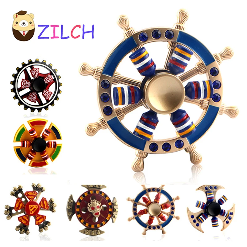 Hot Double Bearing Fidget Spinner Pirate Sailor Ship Wheel Gear Fingertip Gyro Fidget Hand