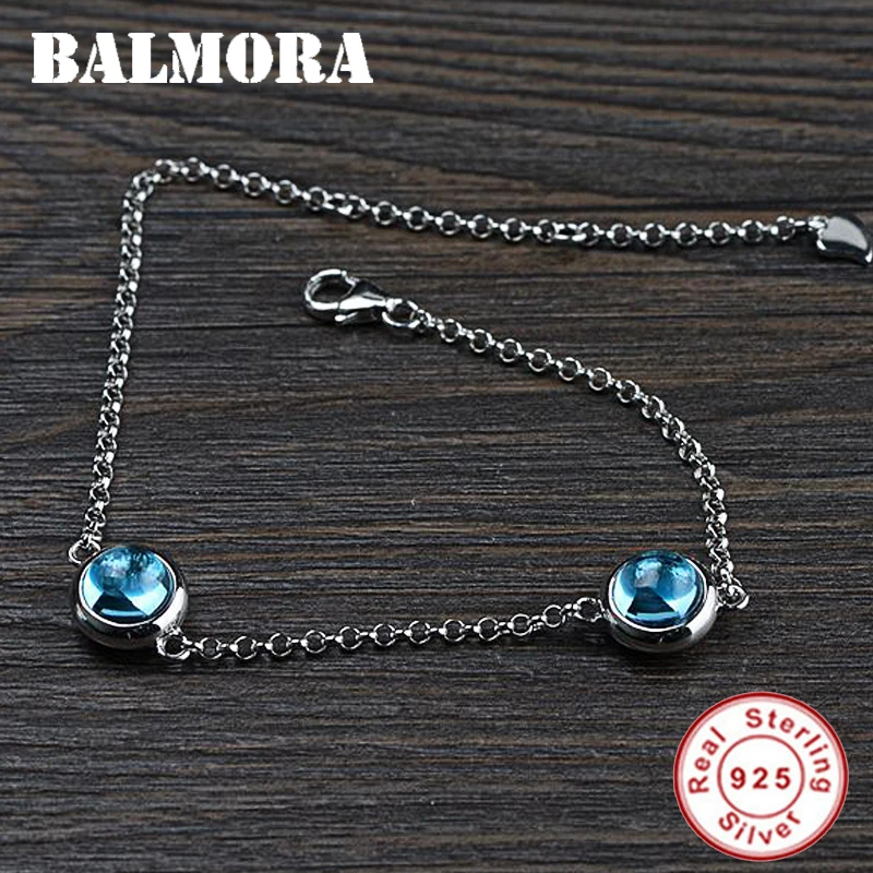 

BALMORA 925 Sterling Silver STUNNING Topa Stone Bracelet Plating For Women Gift Fashion Fresh Jewelry 22 CM 5.6 Grams TRS40207