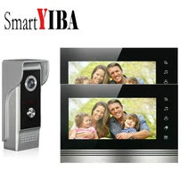 SmartYIBA 7 дюймов lcd TFT видеодомофон сенсорный экран 2 монитора цветной проводной видео дверной телефон водонепроницаемый ИК-камера ночного видения