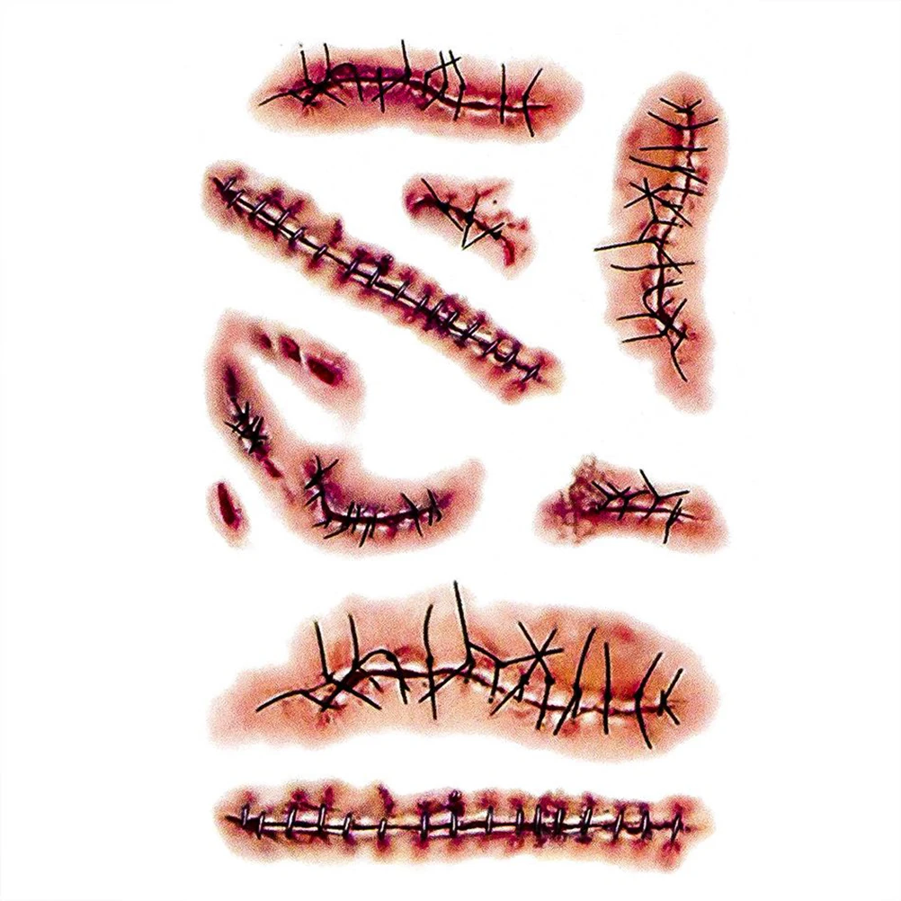 Halloween Decoration Zombie Scars Tattoos With Fake Scab Bloody Makeup Halloween Decoration