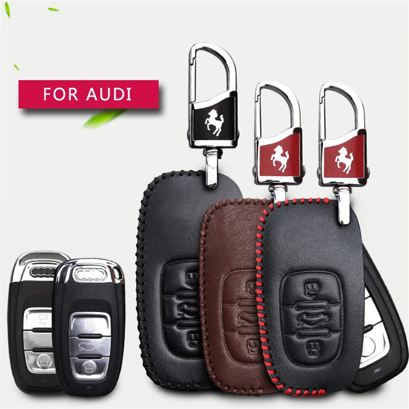 Автомобильный ключ оболочки чехол для Audi A3 A4 B5 B6 B7 B8 B9 A6 C5 C6 A5 Q5 Q7 TT натуральная кожа
