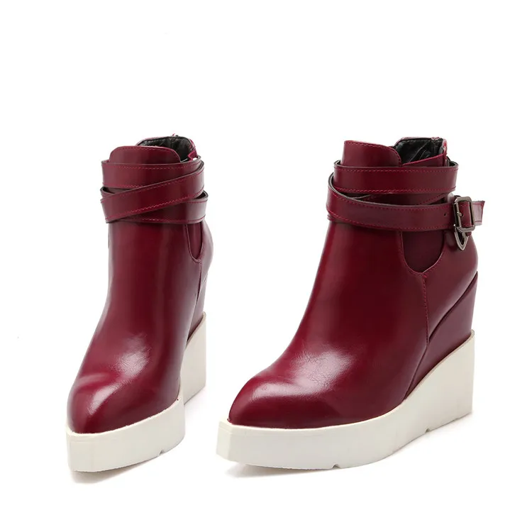 

bottes femmes women wedges platform boots sexy high heels shoes fashion women leather ankle boots
