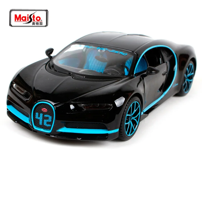 Модель гоночного автомобиля Maisto 1:24 2017 Bugatti Chiron 42 секунды литая черная игрушечная
