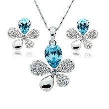 Набор украшений с кристаллами, полный набор из пяти искусственных листьев травы и сережек, набор-132