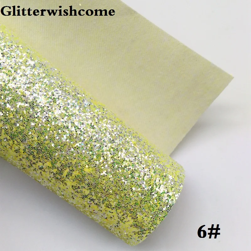 Glitterwishcome 21X29 см A4 Размеры синтетическая кожа, флуоресцентный с эффектом блестящей кожи тканевый Виниловый фон для банты, GM045A - Цвет: 6