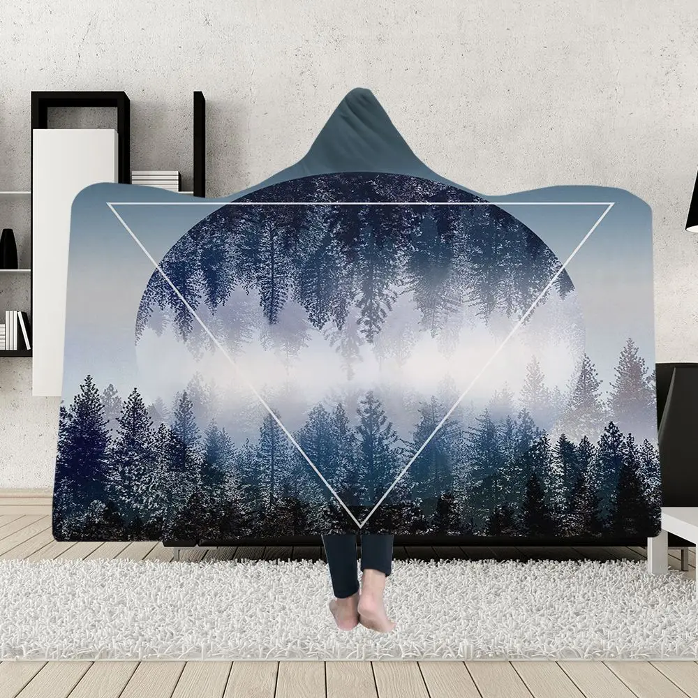 

Yoga mat Hooded Blankets Magic Hat Blanket Thick Double-layer Plush 3D Digital Printing Famous Family Wind Series