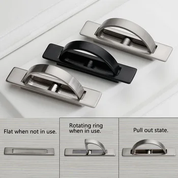

5 Pcs Tatami Rotating Hidden Handle Invisible Handle Embedded Concealed Drawer Recessed Flush Pull Cover Floor Cabinet Knob