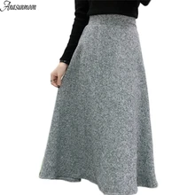 ANASUNMOON шерстяная осенне-зимняя шерстяная юбка трапециевидной формы средней длины Faldas Mujer Женская длинная Плиссированная Юбка-пачка макси с высокой талией Saias