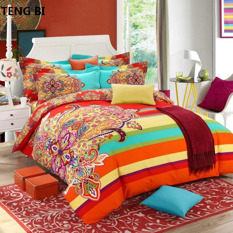 Buy Brushed Cotton bohemian bedding sets 4pcs queen