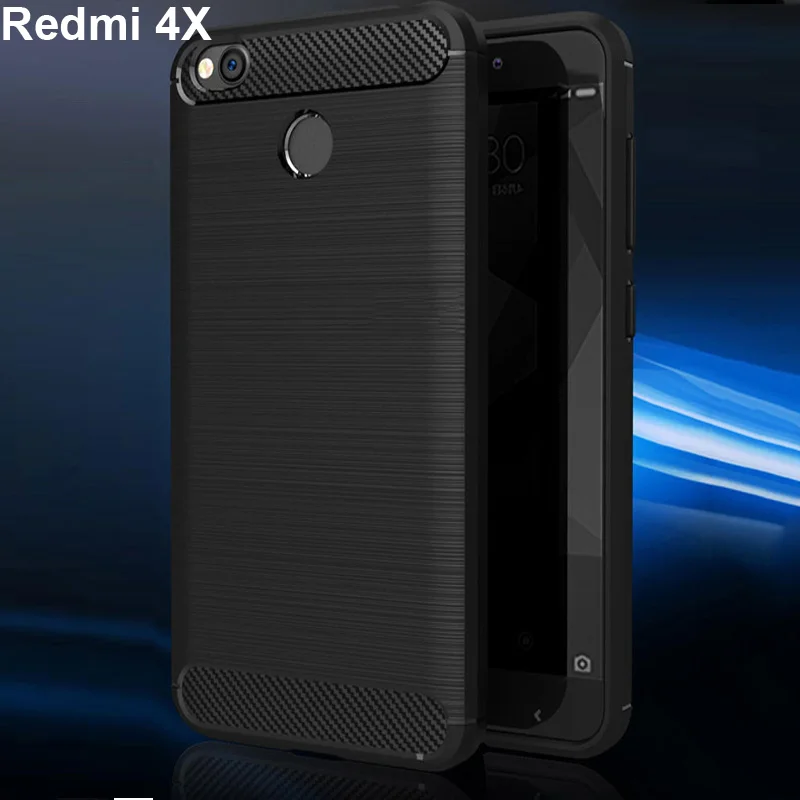 

Carbon fiber textured silicone For Xiaomi Redmi 4X Case men's Business style 5.0'' Redmi 4 X Redmi4X Cell Phone Back Cover Cases