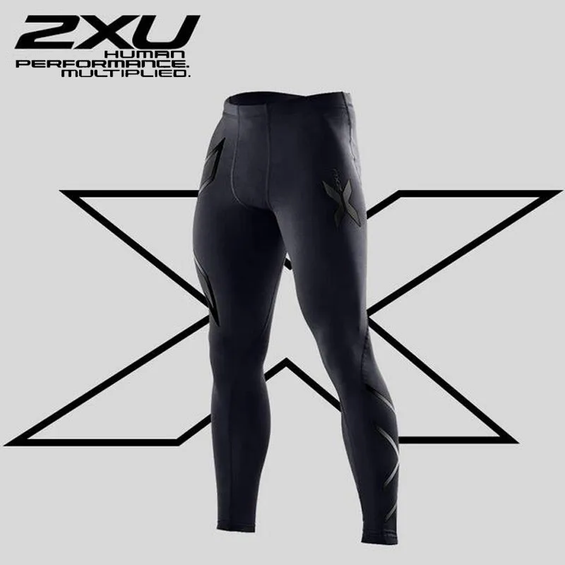 2XU Mens Elite Compression tight pants Men High Elastic fitness jogger pants Suitable For Indoor And Outdoor Sports 4 Color SizeS-3X heise-1