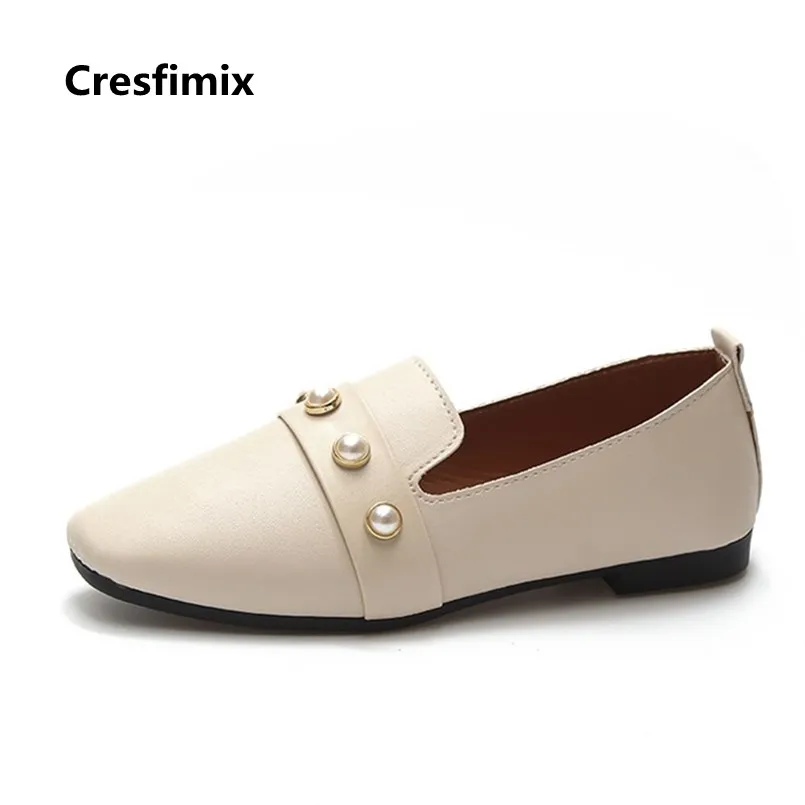 Cresfimix Vrouwenschoenen Women Cute Pu Leather Round Toe Flat Shoes Lady Fashion Black Flats Female Cool Street Shoes B3530