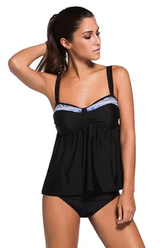 

Free Shipping New 2pcs Tankini Swimsuit 4F41972 Women Black Bikinis Plus Size Summer Sexy Beach Swimwear