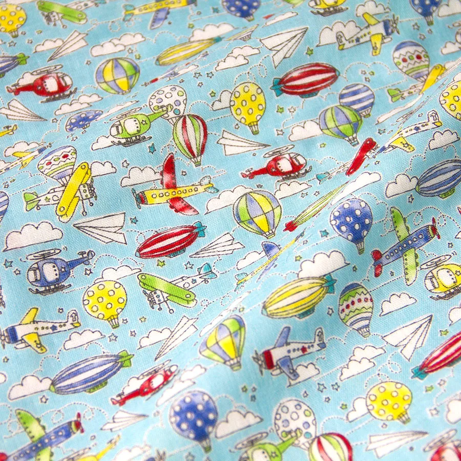 

50cm*108cm Japanese Kokka DIY Patchwork Baby Cloth Double Gauze Cotton Fabric Plane Ride C