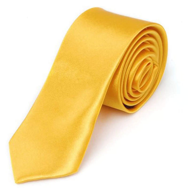 MYTL воротничок унисекс Повседневный галстук узкий тонкий сплошной золотисто-желтый