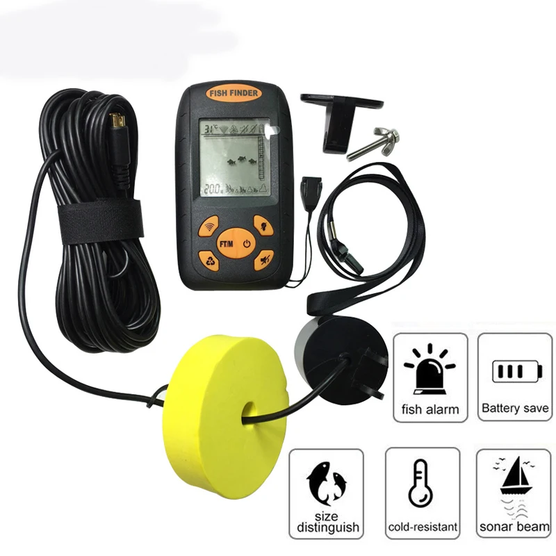 اللاسلكية صياد السمك المحمولة عمق الأسماك Ginder الاستشعار سونار LCD السمك كاشف الرام الصيد أسلم erchang