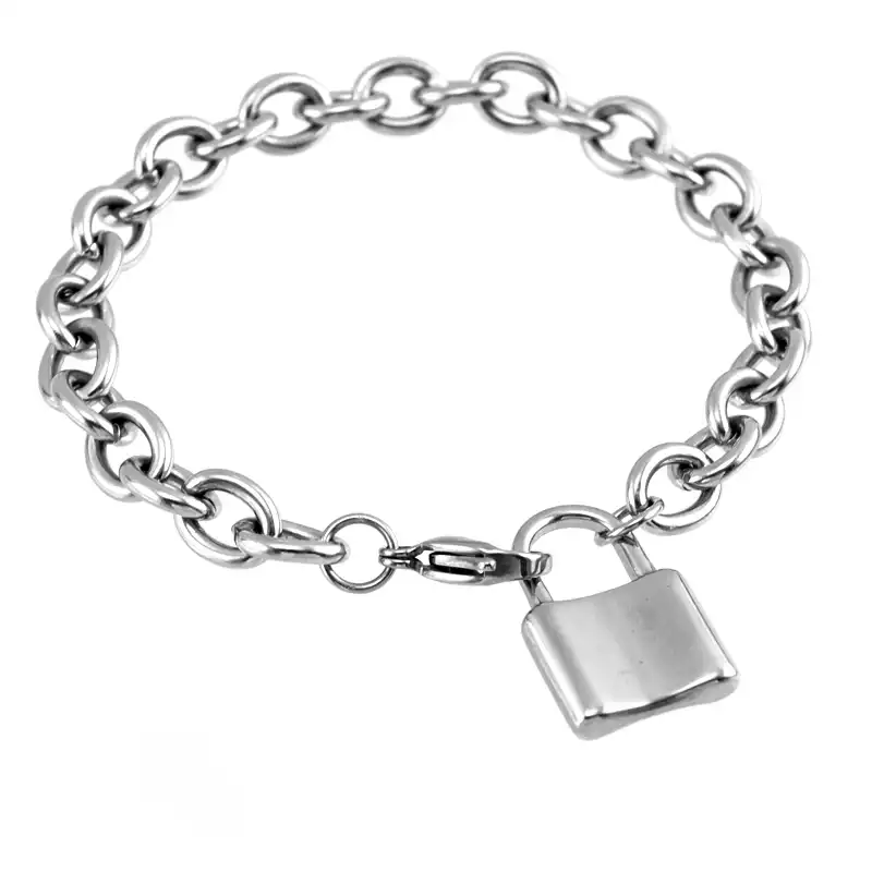 Rolo Style Charm Stainless Steel Love Bracelet Necklace