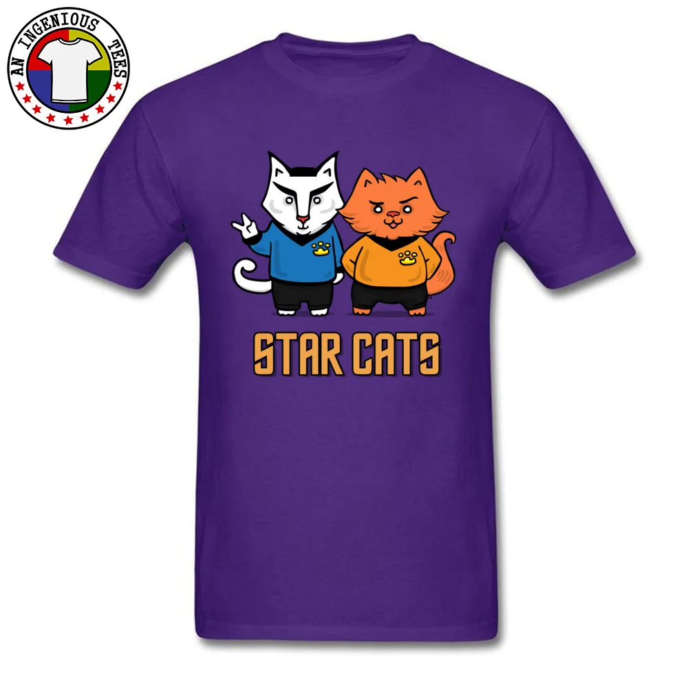STAR CATS 100% Cotton Man Short Sleeve Tops Tees Custom VALENTINE DAY Tshirts Summer Tee Shirt Family Crew Neck STAR CATS purple