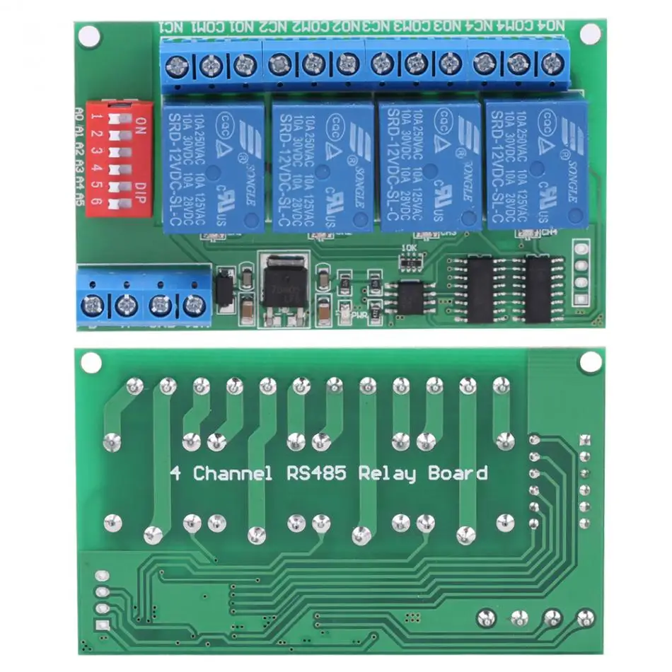 DC 12V 4 Channel RS485 Delay Timer Switch Relay AT Command Remote