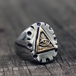 Масонский треугольник Иллюминаты велозвонки мужские мексиканские винтажные панк из нержавеющей стали кольцо украшения с масонской