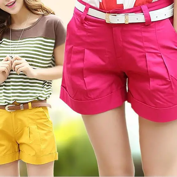 

high waist womens short summer candy color casual shorts plus size shorts