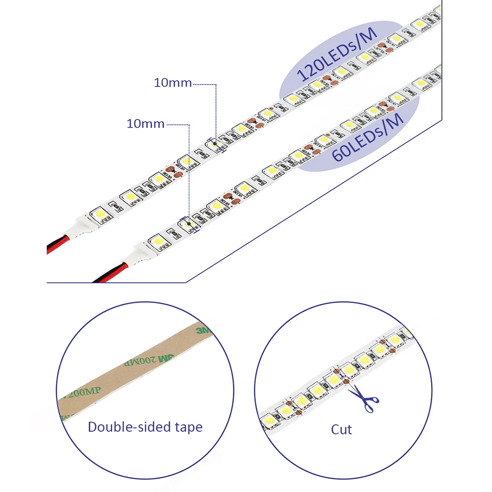 SMD 5050 Светодиодные ленты IP20 не Водонепроницаемый DC 12 В светодиодный свет полосы 5 М 600 светодиодный 120 светодиодный/M белый теплый белый