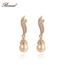 Romad Luxury Crystal Dolphins Earring Champagne Gold Color Ear Drop Earrings Zircon Crystal Female Christmas Gift Jewelry